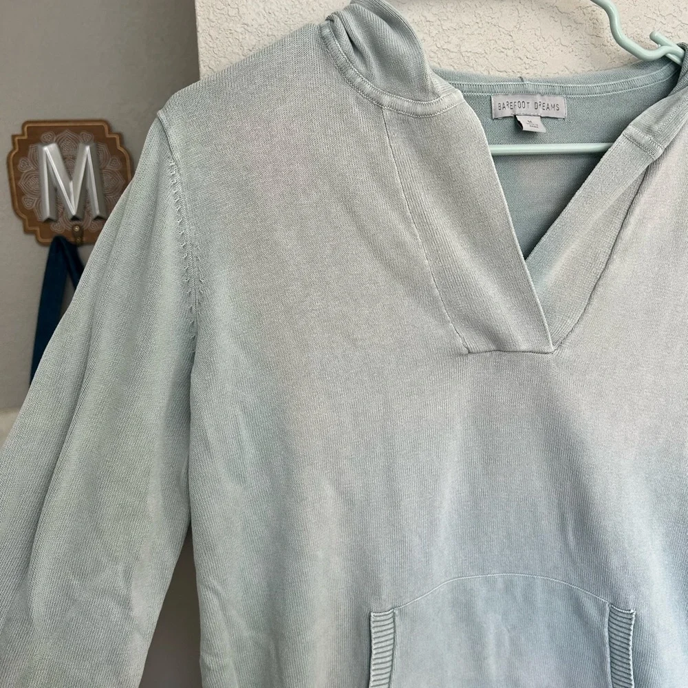 BAREFOOT DREAMS | Sunbleached 100% cotton bonfire hoodie sage green size medium - Picture 4 of 7